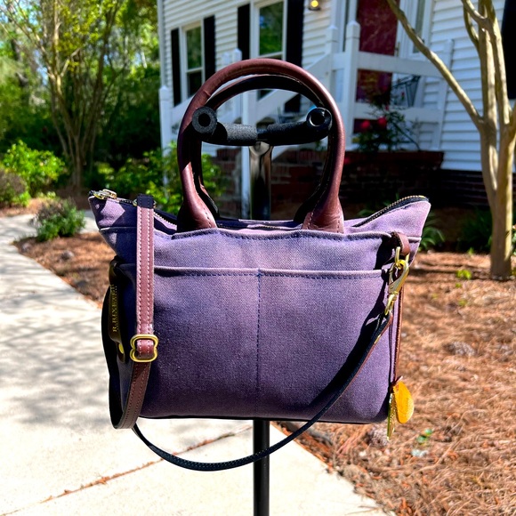 R. Riveter Bags R Riveter Dot Bag In Navy Bluepurples Waxed Canvas